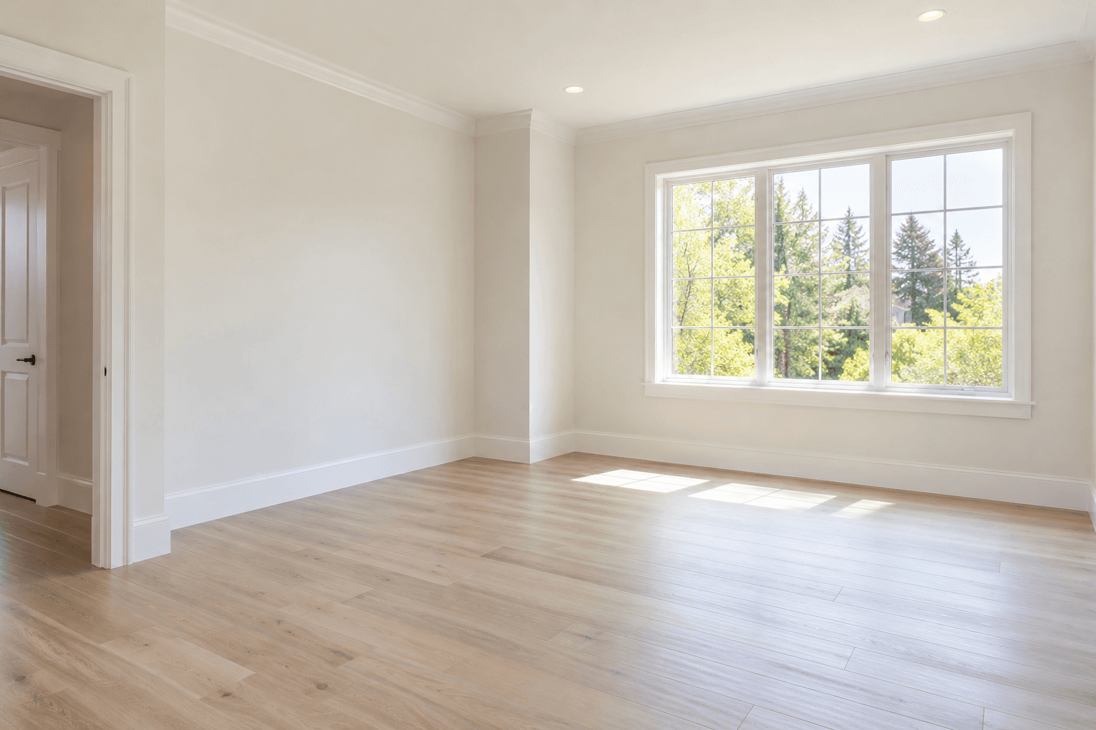A newly renovated room, cleaned and ready for handover